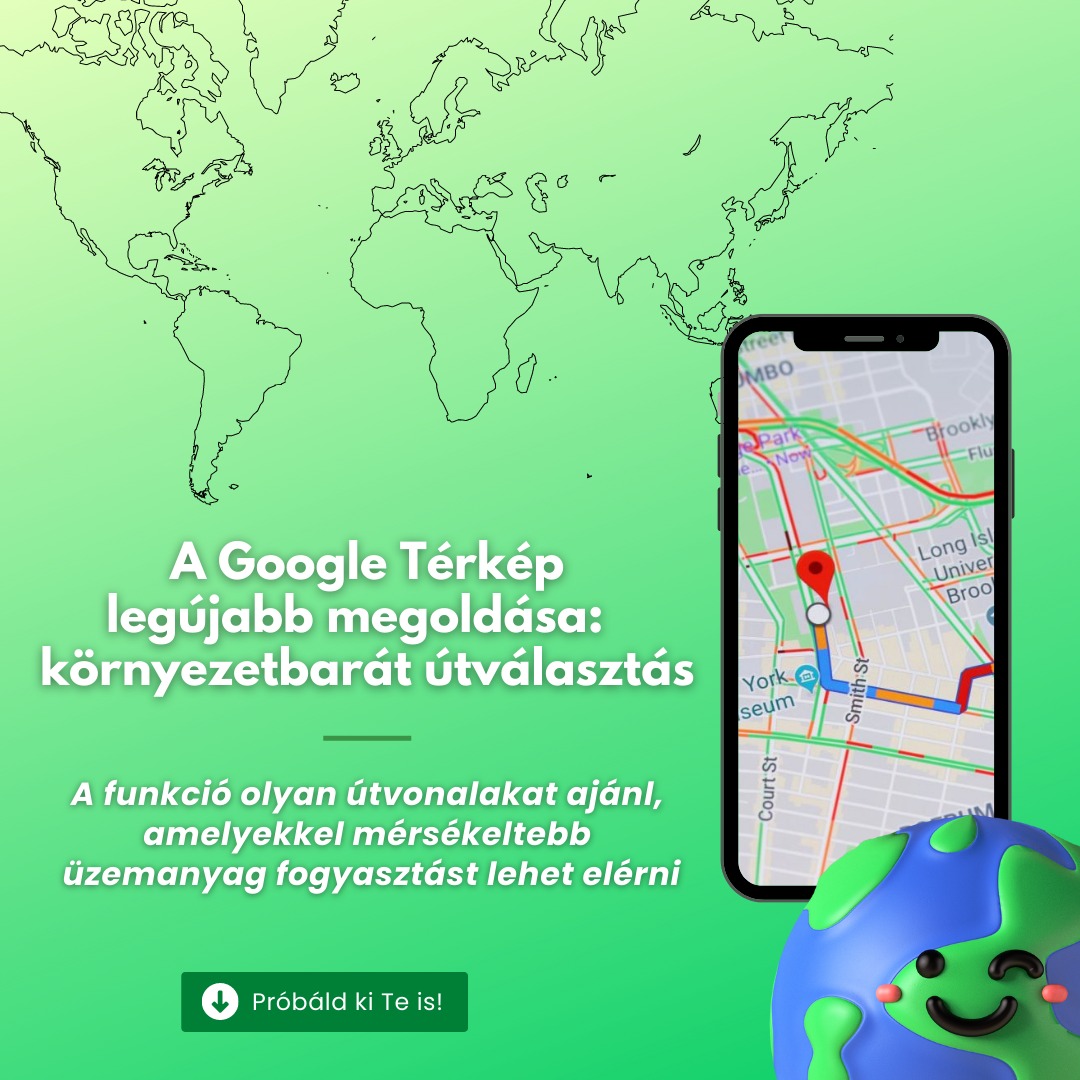 Google Térkép legújabb funkciója – környezetbarát útválasztás